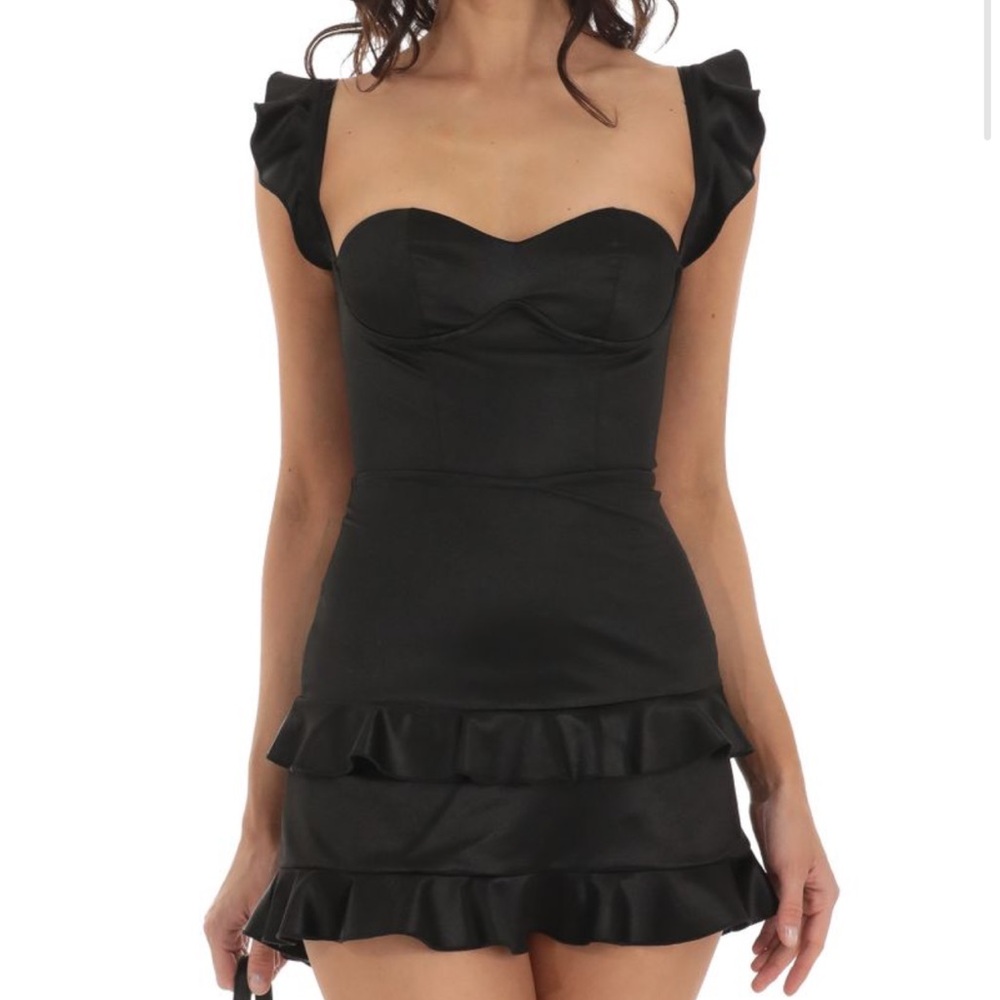 Lucy in the sky Ruffle Corset Dress in Black